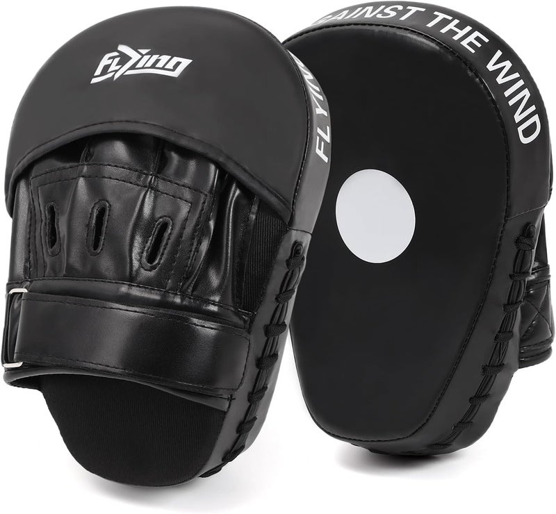 FIVING Curved Focus Punching Mitts for Men & Women - Leather Boxing Pads for Martial Arts, Karate, Kickboxing, Muay Thai, Taekwondo - Image 1
